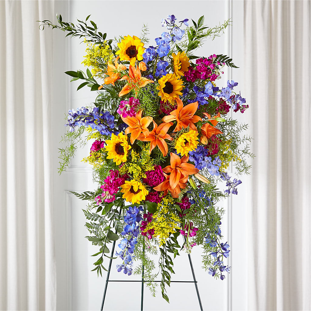 Sunlit Memories Standing Spray (Standard) – Schnucks Florist And Gifts #162, Olivette MO