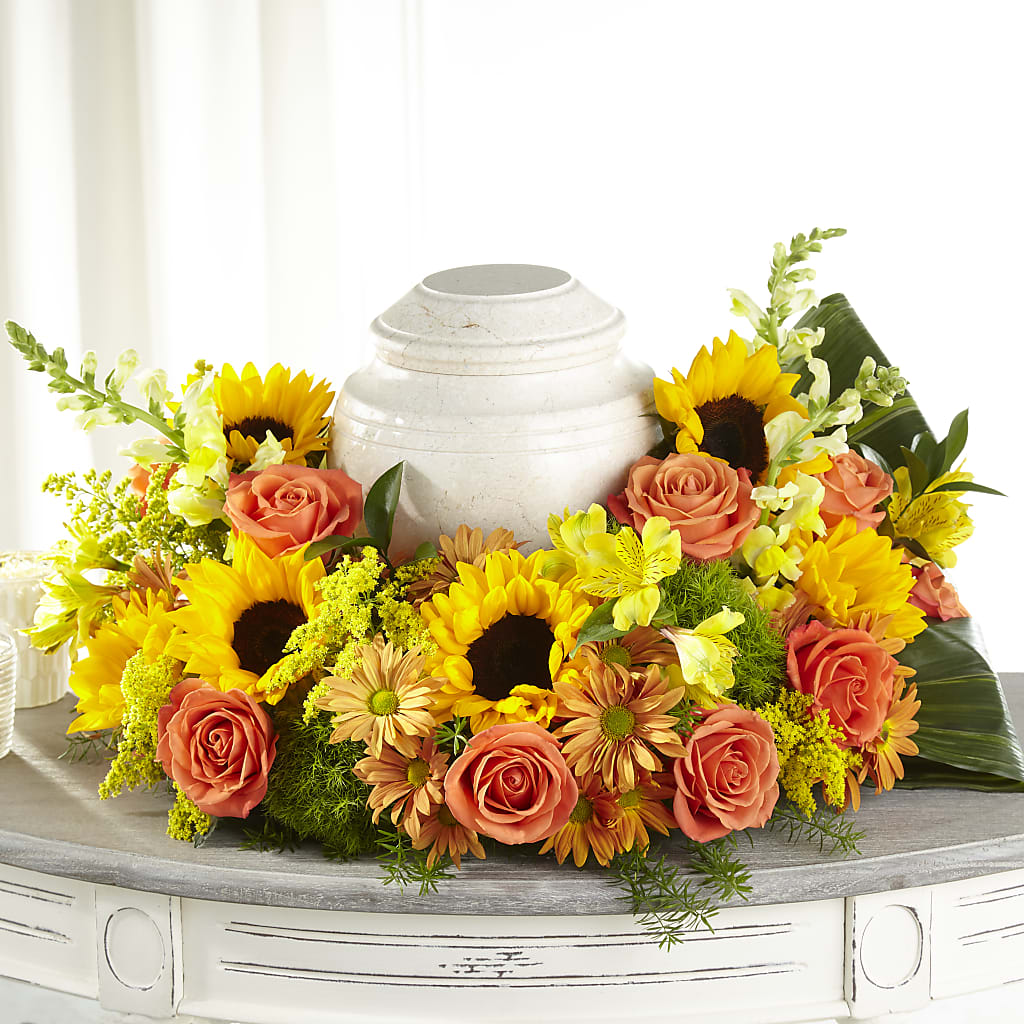 Faithful Sunflower Cremation Adornment – Schnucks Florist And Gifts #162, Olivette MO